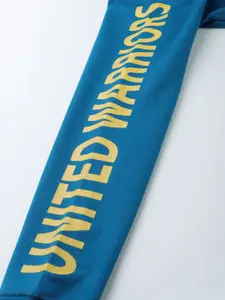 Flying Machine Men Teal Blue Printed Hooded Sweatshirt