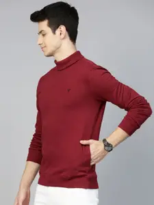 Allen Solly Men Maroon Solid Sweatshirt