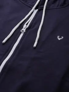 Allen Solly Men Navy Blue Solid Hooded Sweatshirt