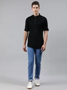 Urbano Fashion Men Black Slim Fit Solid Casual Shirt