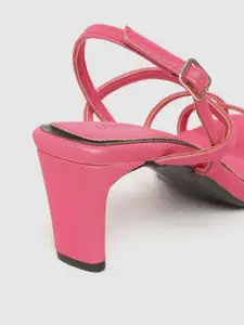 CORSICA Women Fuchsia Pink Solid Strappy One-Toe Block Heels