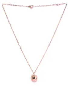YouBella Rose Gold-Plated Stone-Studded Circular Pendant with Chain