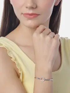 YouBella Silver-Plated Stone Studded Link Bracelet