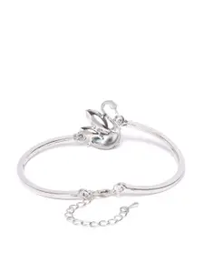 YouBella Blue Silver-Plated Stone-Studded Bracelet with Swan Shaped Detail