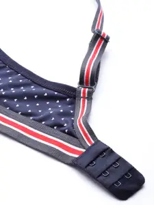 Mast & Harbour Navy & White Printed Non-Wired Lightly Padded Bra MNH-BRA-DRMS-052A