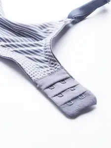 Mast & Harbour Blue & White Striped Non-Wired Lightly Padded Bra MNH-BRA-DRMS-080A