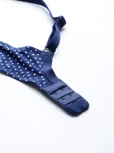 Mast & Harbour Navy Polka Dots Underwired Lightly Padded T-shirt Bra MNH-BRA-DRMS-123A