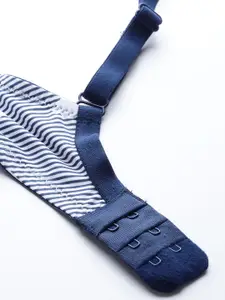 Mast & Harbour White & Navy Blue Printed Underwired Padded T-shirt Bra MNH-BRA-DRMS-125A