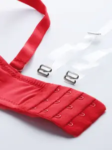 Mast & Harbour Coral Red Solid Underwired Lightly Padded Push-Up Bra DRMS-139A