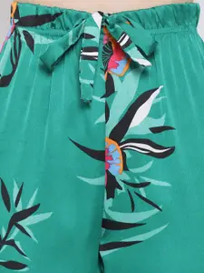 Oxolloxo Women Green Printed Lounge Pants