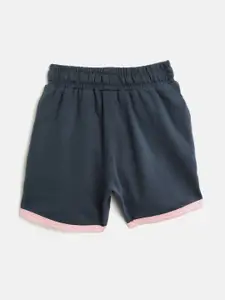 Sweet Dreams Girls Navy Blue Solid Regular Fit Shorts