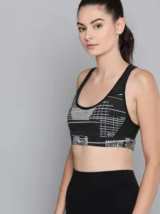 Reebok Women Black & Grey Hero Deconstructed Racer Sports Bra GE1352