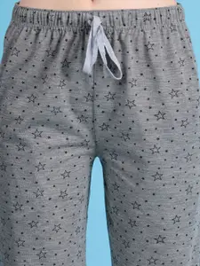 MACK JONNEY Women Grey Melange Printed Lounge Pants