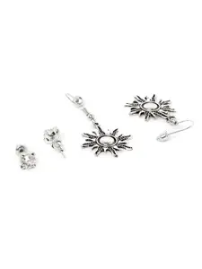 Jewels Galaxy Women Set of 6 Oxidized Silver-Plated Earrings