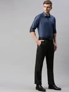 Park Avenue Men Navy Blue Slim Fit Self Design Formal Shirt