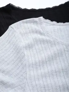 Marks & Spencer Women Pack of 2 Self-Striped Thermal Tops