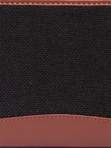 ZOUK Women Black & Brown Solid Vegan Leather Zip Around Wallet