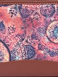 ZOUK Women Multicoloured Printed Vegan Leather Zip Around Sustainable Wallet