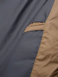 Roadster Men Brown & Navy Blue Colourblocked Puffer Jacket