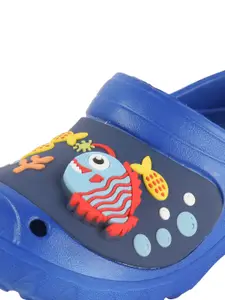 Yellow Bee Boys Navy Blue Fish & Crab Fashion 3D LED Clogs