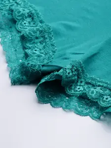 zebu Women Sea Green Solid Night suit