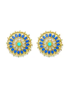 KARATCART Blue & Green Gold Plated Handcrafted Circular Studs