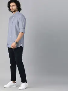 Tommy Hilfiger Men Blue Slim Fit Self Design Casual Shirt