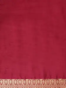 MIMOSA Orange & Gold-Toned Art Silk Woven Design Ikat Saree