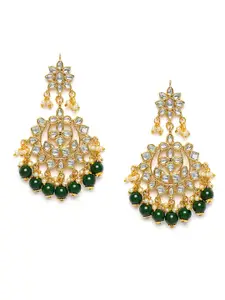 Peora Green Gold Plated Contemporary Chandbalis