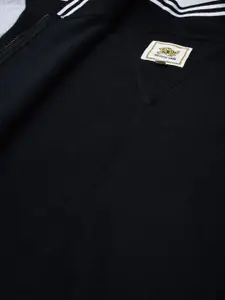 Campus Sutra Men Black Solid Varsity Jacket