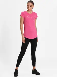 Puma Women Pink Solid Round Neck T-shirt
