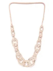 RICHEERA Women Beige & Gold-Toned Woven Design Necklace