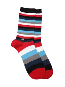 SockSoho Men Multicoloured Striped Above Ankle-Length Socks