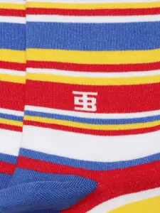 SockSoho Men Blue & Red Striped Above Ankle-Length Socks