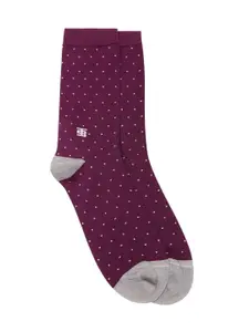 SockSoho Men Purple & White Micro Ditsy Patterned Above Ankle-Length Socks