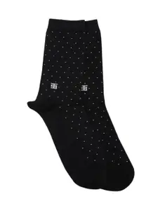 SockSoho Men Black & White Geometric Patterned Above Ankle-Length Socks