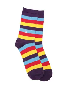 SockSoho Men Multicoloured Striped Above Ankle-Length Socks