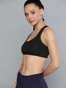 Mast & Harbour Black Solid Non-Wired Non Padded Workout Bra MNH-BRA-DRMS-030A1