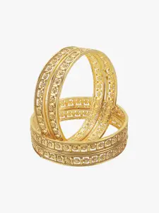 Adwitiya Collection Set Of Four 24 CT Gold-Plated Handcrafted Bangles