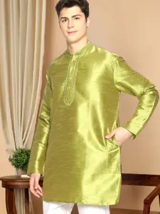 TATTVA Men Green Solid Straight Kurta