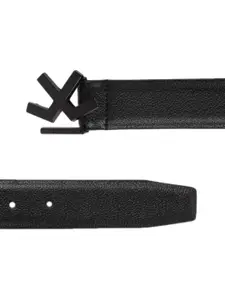 WROGN Men Black Solid Leather Belt