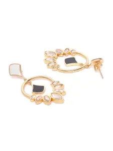 Carlton London White Gold-Plated Contemporary Drop Earrings