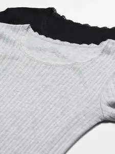 Marks & Spencer Women Pack of 2 Self Design Thermal Top