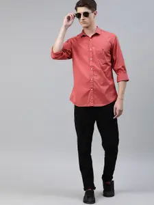 Louis Philippe Jeans Men Rust Red Slim Fit Solid Casual Shirt