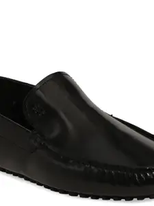 Red Tape Men Black Solid Leather Driving Shoes
