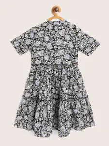 Sangria Girls Ethnic Printed Pure Cotton Tiered A Line Dress