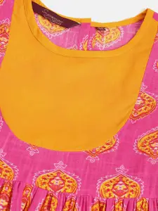 Sangria Girls Ethnic Printed Fit & Flare Dress