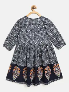 Sangria Girls Ethnic Printed Fit & Flare Dress