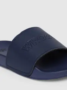 WROGN Men Navy Blue Solid Sliders
