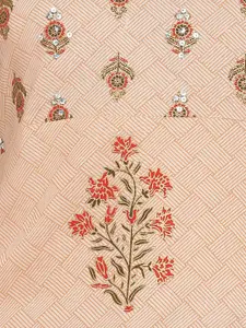 Vbuyz Women Peach-Coloured Printed A-Line Kurta